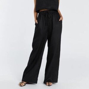 DISSH - GINA BLACK LINEN ELASTIC WAIST PANT